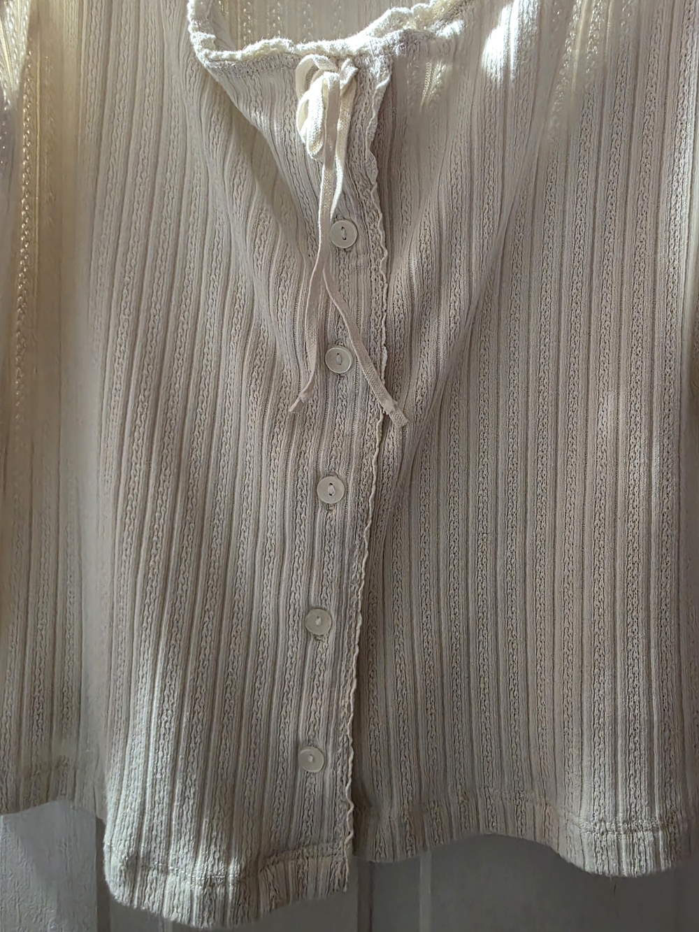 Universal Thread Ivory Ribbed Tie-Front Tank - Picture 3 of 4